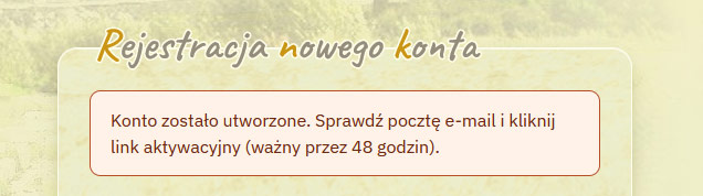 Zrzut ekranu: wiadomość e-mail z linkiem aktywacyjnym